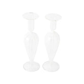 Nuovo Stripe White Candlesticks - Set of 2